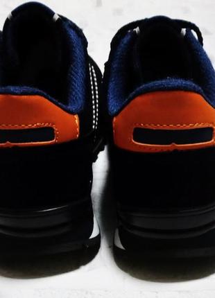 Кроссовки замшевые синие с белой и оранжевой отделкой р 38 (25.5 см)5 фото
