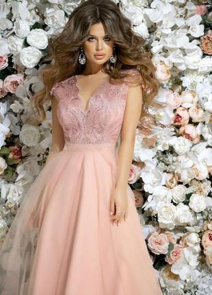 Выпускное розовое платье в пол1 фото