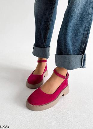 Premium! женские фуксия лоферы на каблуке весенне осенние туфли весна осень5 фото