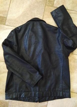 Куртка чёрная плотная кожа мягкая*riri* размер  54. смотрите  строго замер!!4 фото