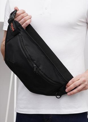 Сумка через плечо черная сумка-бананка текстильная сумка на пояс практичная tiger повседневная поясная сумка