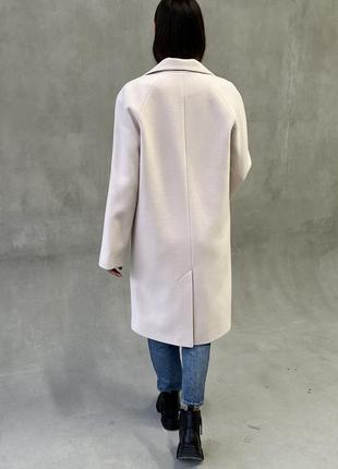 Кашемировое женское светлое пальто молочного цвета, весна-осень5 фото