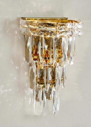 Хрустальный настенный светильник золото 19013/b-3-g