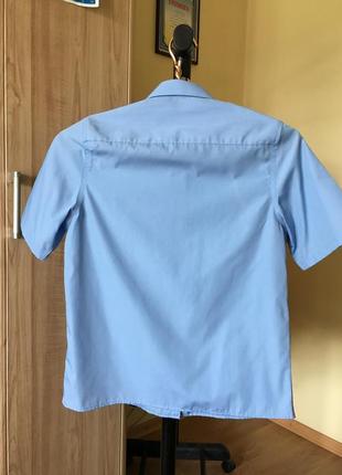 Школьная голубая рубашка на коротком рукаве на мальчика 11-12 лет m&s6 фото
