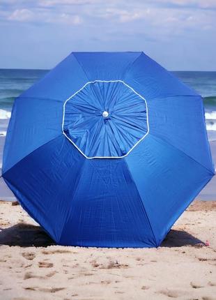 Зонт садовый для террасы, пляжа складной дачный компактный антиветер 2,2м с 8 спицами и ветровым клапаном