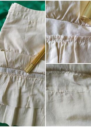 Шелковая юбка с рюшами оборками h&m в стиле valentino, молочный шелк хлопок, батистовая5 фото
