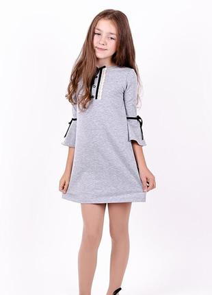 Платье для девочек школьное, серый меланж2 фото