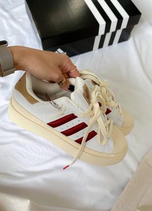 Женские кеды adidas superstar bonega beige red2 фото