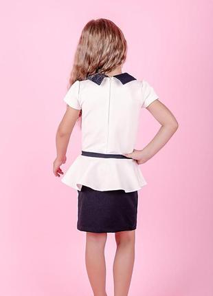 Платье для девочек школьное, кремовое3 фото