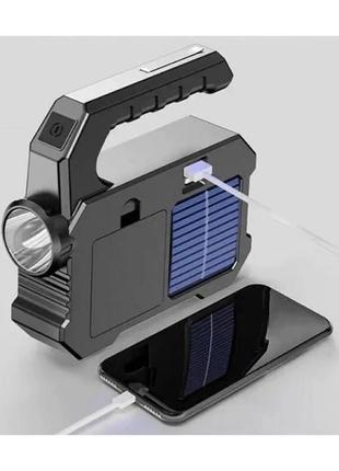 Ручной аккумуляторный фонарик с солнечной панелью torch kj-208t2 фото
