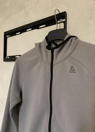 Худі на застібці сіре для спорту reebok Heren quik cotton full zip w bq94536 фото