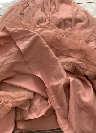 Пышная тюлевая юбка длинная макси нарядная в пол asos пудровая фатин2 фото