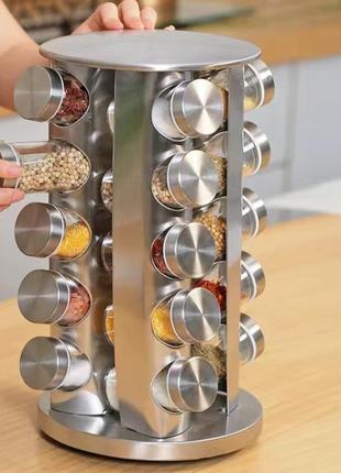 Спецовница 20 стеклянных емкостей spice carousel, на круглой вращающейся подставке набор для специй и приправ5 фото