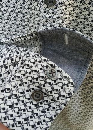 Рубашка германия 100% хлопок в квадратик ромбик чёрно-белая straight up бренд5 фото