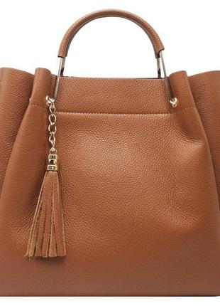 Женская кожаная сумка italian fabric bags 1248 brown1 фото
