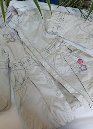 Дитячий плащ курточка для дівчинки з пташками й квіточками курточка дощовик сірий