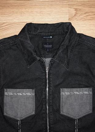 Trussardi jeans 44 italy  джинсовка черно-серая джинсовая куртка на замке3 фото