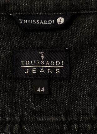 Trussardi jeans 44 italy  джинсовка черно-серая джинсовая куртка на замке4 фото