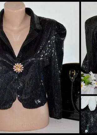 Стильный красивый черный пиджак накидка  паетки internacionale1 фото