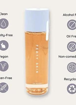 Тонер-сироватка для звуження пор із ніацинамідом fenty skin fat water pore-refining toner serum 255ml.4 фото