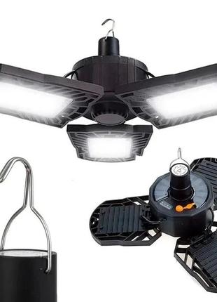 Кемпинговый подвесной фонарь лампа xf-701 (3xcob) на солнечной батарее + usb (5 режимов)1 фото