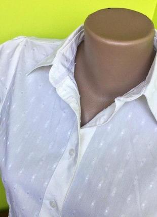 Белая блуза офисная с воротником и рукавами-фонариками на пуговицах от papaya4 фото