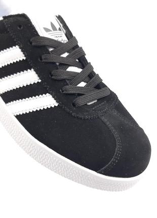 Женские замшевые кроссовки adidas gazelle white black адидас газели кеды9 фото