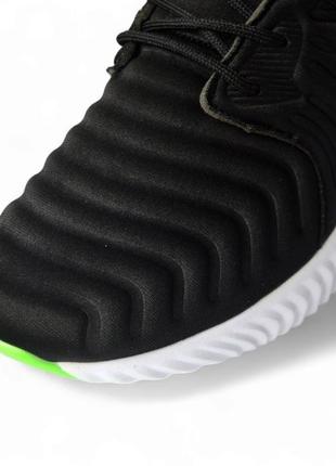 Мужские легкие кроссовки adidas alphabounce  текстильные черные з зеленым цветом, комфорт на весну, лето адидас5 фото