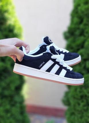 Женские замшевые кроссовки adidas campus 00sblack white адидас кампус2 фото