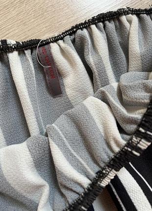 Сукня відкриті плечі літня смужка сарафан волан рюша шифонове плаття4 фото
