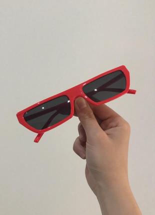 Узкие солнечные ретро очки матрица/красная оправа/вузькі чорні окуляри сонцезахисні2 фото