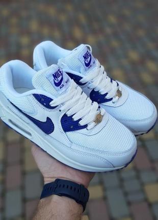 Женские кроссовки nike air max 90 белые с синим снижка sale &lt;unk&gt; smb5 фото