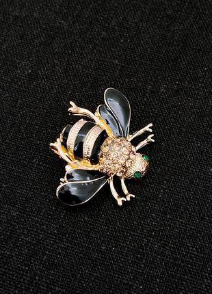 Бижутерия модная брошка пчелка, брошки насекомые, женский подарок, цвет золото 3х2,5см7 фото