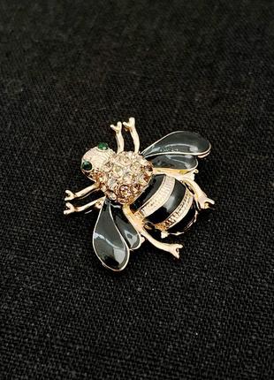 Бижутерия модная брошка пчелка, брошки насекомые, женский подарок, цвет золото 3х2,5см3 фото