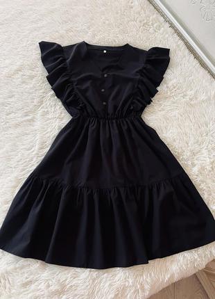 Платье черная рюши воланы платья софт6 фото