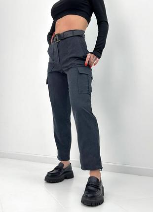 Женские штаны брюки карго вельветовые с карманами вельвет весна демисезон3 фото
