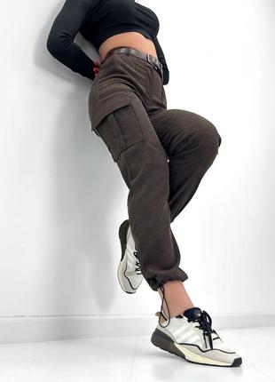 Женские штаны брюки карго вельветовые с карманами вельвет весна демисезон10 фото
