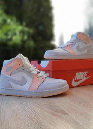 Женские кроссовки nike air jordan 1 серые с пудрой снижка sale <unk> smb