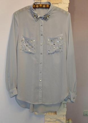 Блуза длинная удлиненная рубаха туника  рубашка с камнями