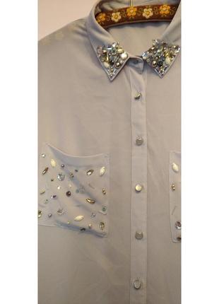 Блуза довга подовжена сорочка туніка сорочка з камінням3 фото
