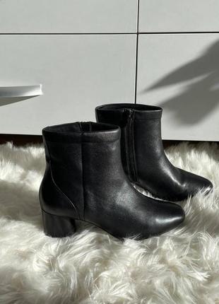 Женские черные кожаные сапоги с молнией по щиколотку и ботильоны clarks размер 386 фото