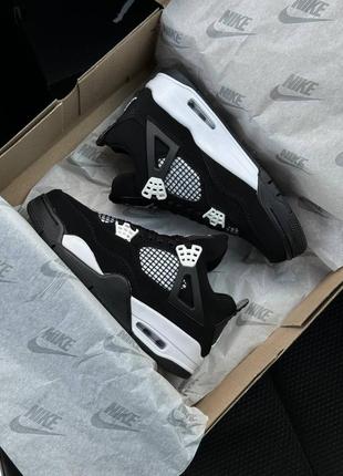 Женские кроссовки air jordan 4 retro black white thunder