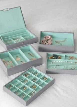 Скринька для прикрас stackers dove grey & mint classic jewellery box - set of 5