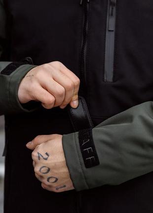 Двухцветная мужская куртка staff soft shell ber black & khaki6 фото