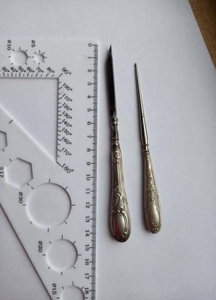Швейные принадлежности серебро800 пробы старинный крючок и пила