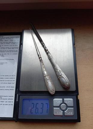 Швейные принадлежности серебро800 пробы старинный крючок и пила