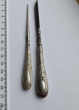 Швейные принадлежности серебро800 пробы старинный крючок и пила