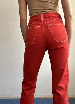 Красные джинсы укороченные скинни на высокой талии s topshop7 фото