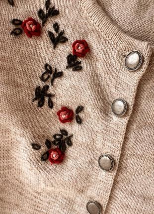 Вінтажний короткий кардиган етно з вишивкою з льону та шерсті spieth & wensky4 фото