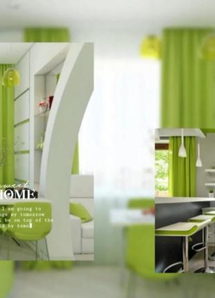 Штори легкі декоративні яскраві кислотні неон на стрічці/ готові штори комплект